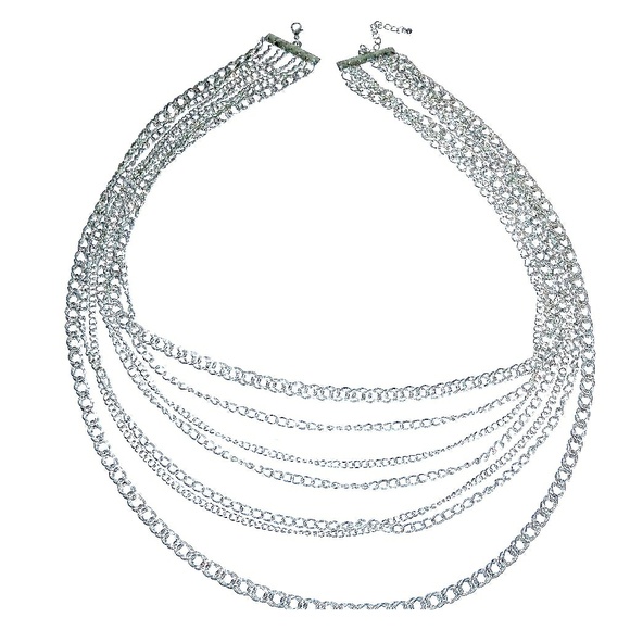 Seven Strand Silver Chain Necklace - Picture 2 of 4